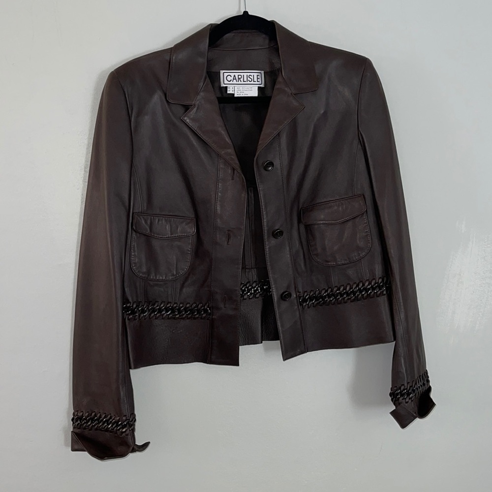 Carlisle 100% Leather Chocolate Brown Jacket